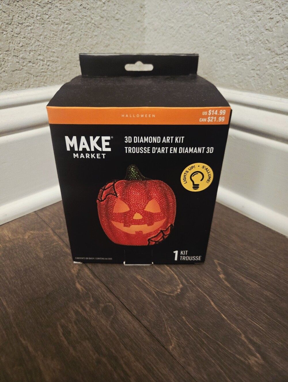 3d Diamond Art Kit, Everything Included, Pumpkin Diamond Art, Lights Up